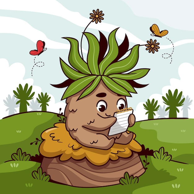 Vettore gratuito illustrazione disegnata a mano della pianta di frailejon