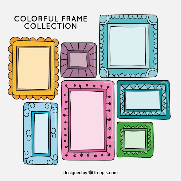 Hand drawn frame collection with colorful style