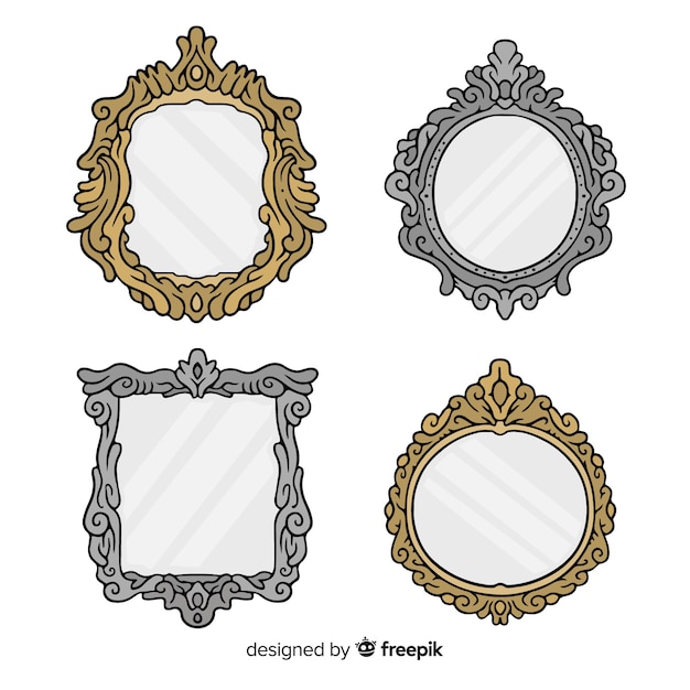 Vintage mirror frames set. Vector collection of round and square vintage  frames, design elements Stock Vector by ©inagraur.ymail.com 194394880