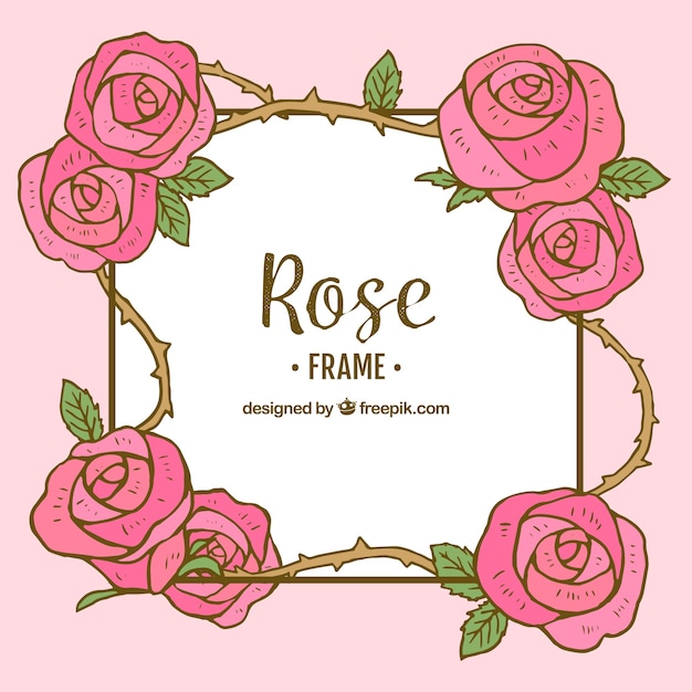 Free vector hand-drawn frame of cute roses