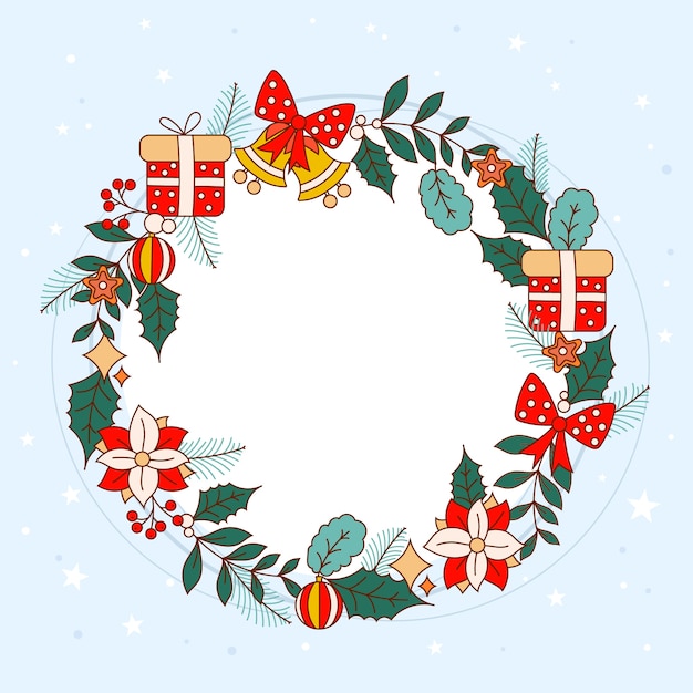 Free vector hand drawn frame template for christmas season celebration