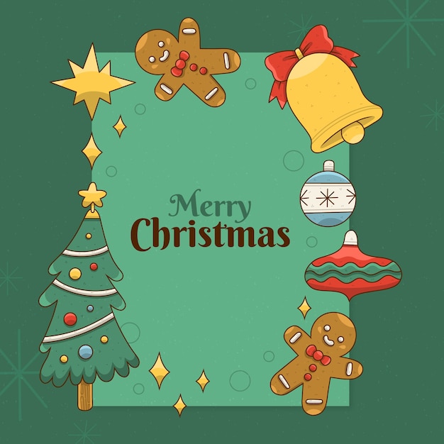 Free vector hand drawn frame template for christmas season celebration