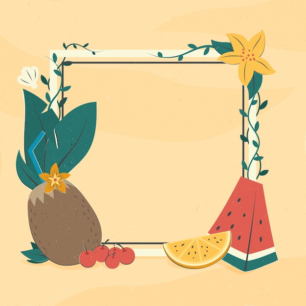 Free vector hand drawn frame template for summer season