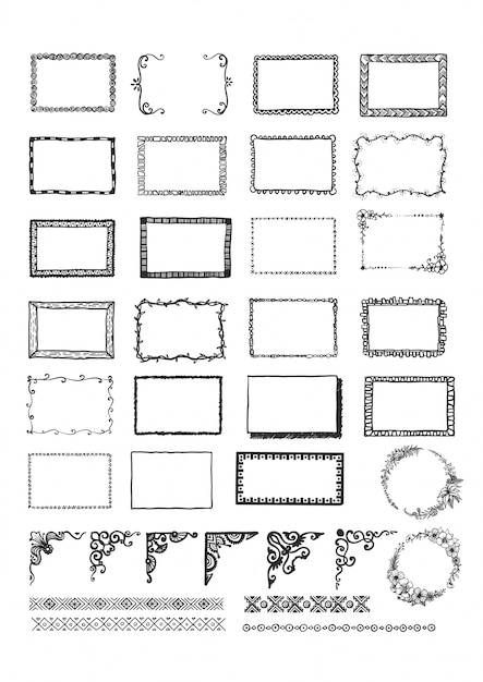 無料ベクター 手描きのフレームコレクション