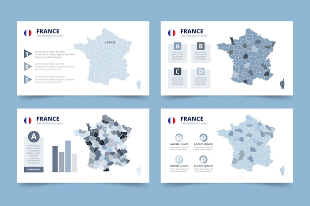 Vettore gratuito mappa di francia disegnata a mano infografica