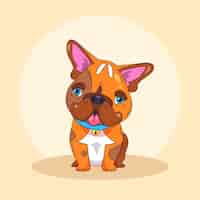 Free vector hand drawn  french bulldog cartoon illustration