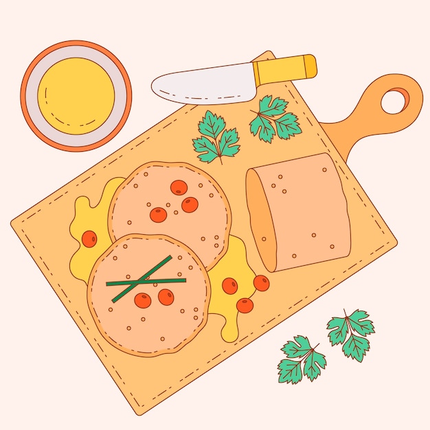 Бесплатное векторное изображение Нарисованная рукой иллюстрация французской кухни