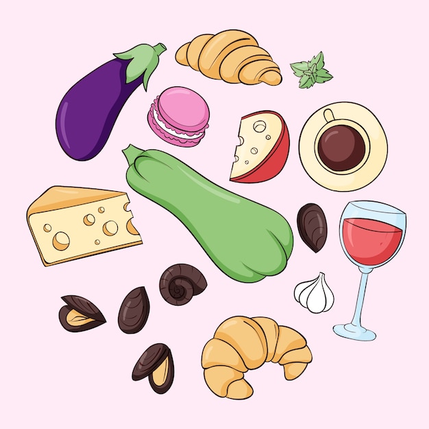 Free vector hand drawn french cuisine illustration