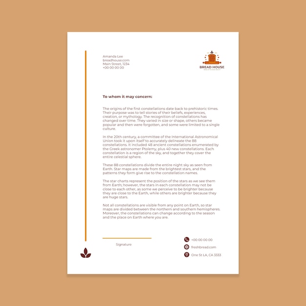 Free vector hand drawn fresh bread letterhead