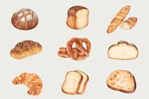 Free vector hand drawn fresh bread set