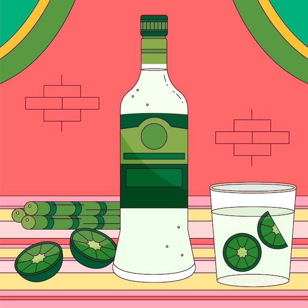 손으로 그린 신선한 cachaça 그림