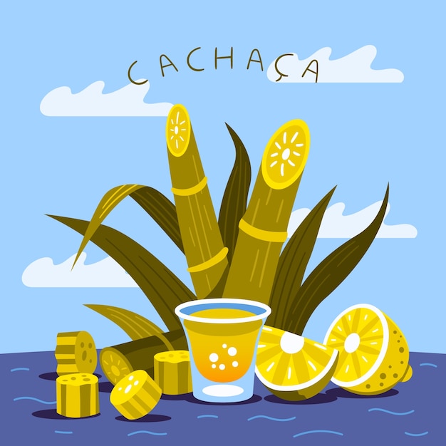 Illustrazione di cachaça fresca disegnata a mano