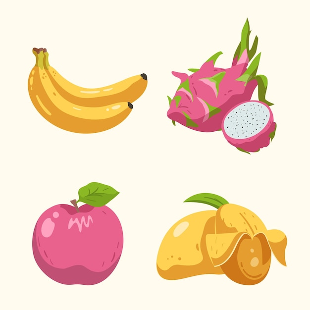 Free vector hand drawn fresh fruit set