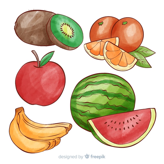 Free vector hand drawn fresh fruit and vegetable background