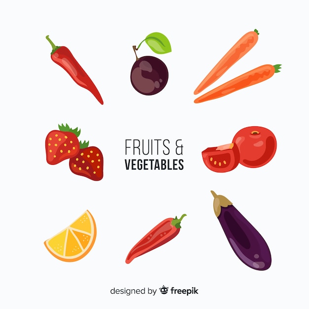 Hand drawn fresh fruit and vegetable background