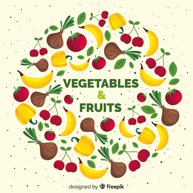 Free vector hand drawn fresh fruit and vegetable background