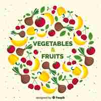 Free vector hand drawn fresh fruit and vegetable background