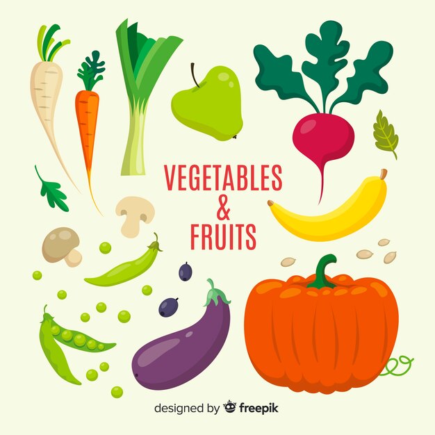 手描きの新鮮な果物や野菜の背景