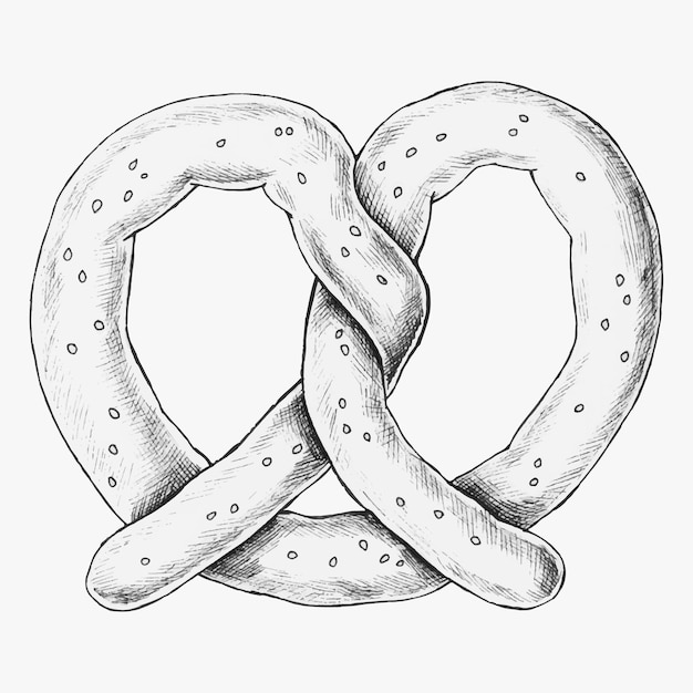 Hand drawn freshly bake pretzel vector