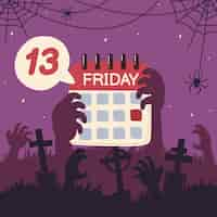 Free vector hand drawn friday the 13th illustration