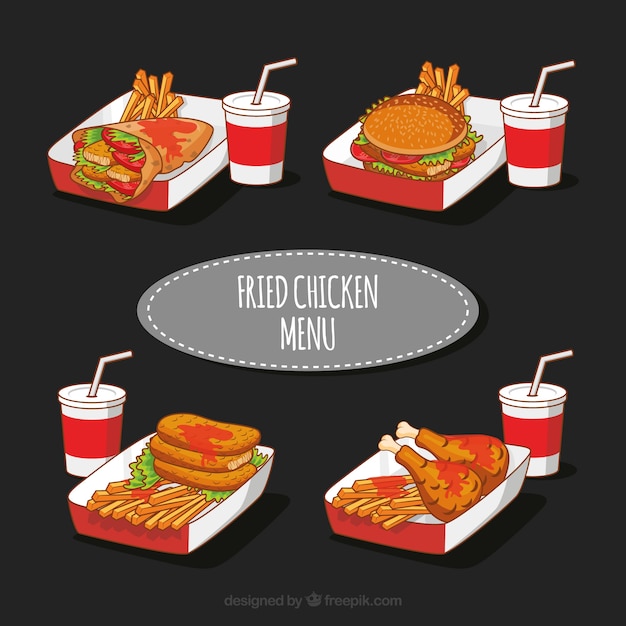 Hand-drawn fried chicken menu