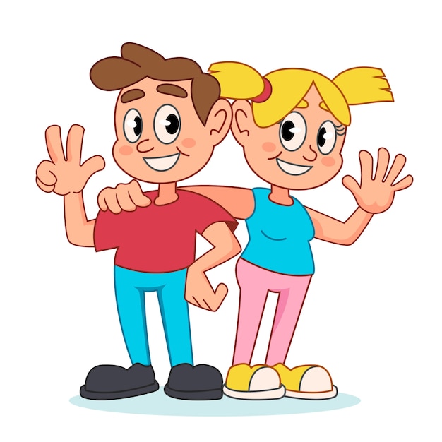 Hand drawn friends  cartoon illustration