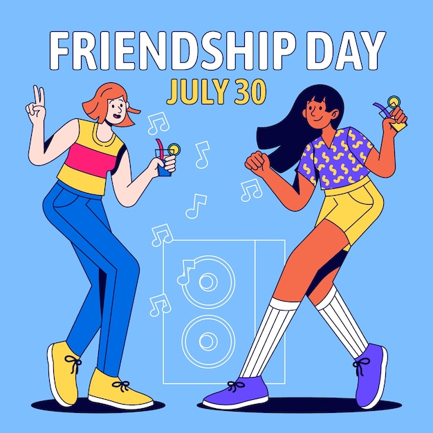 Free vector hand drawn friends dancing illustration