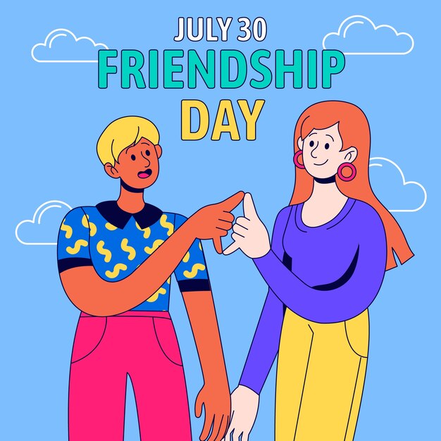 Hand drawn friends saluting illustration