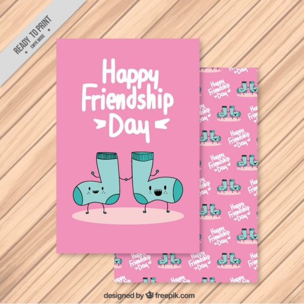 Free vector hand drawn friends socks card