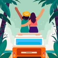 Free vector hand drawn friends travel illustration