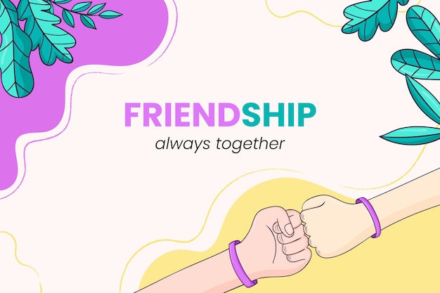 Hand drawn friendship day background with people fist bumping