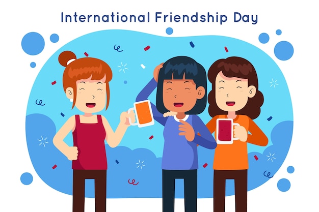 Free vector hand drawn friendship day girls background