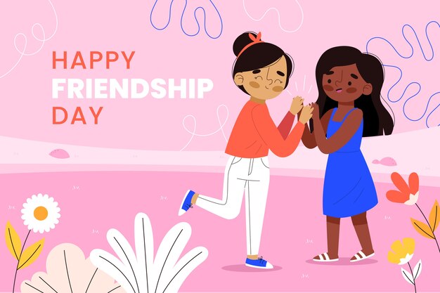 Hand drawn friendship day girls holding hands background
