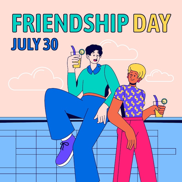 Hand drawn friendship day illustrated