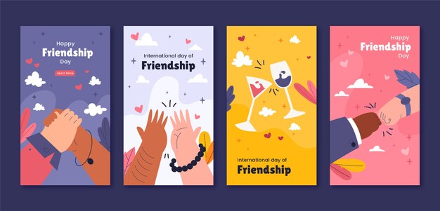 Нарисованная рукой коллекция рассказов instagram день дружбы