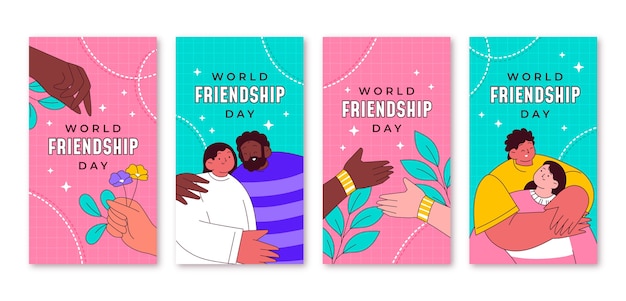 Hand drawn friendship day instagram stories collection