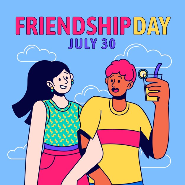 手描きの友情の日の人々のイラスト