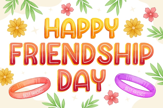 Hand drawn friendship day text illustration