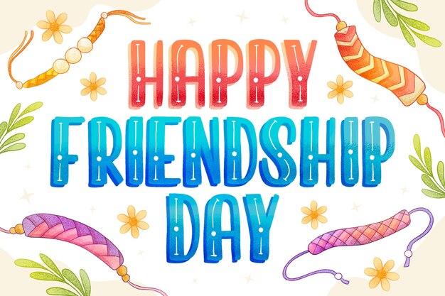 Hand drawn friendship day text illustration