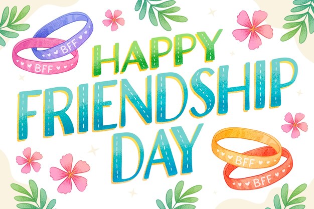 Hand drawn friendship day text illustration