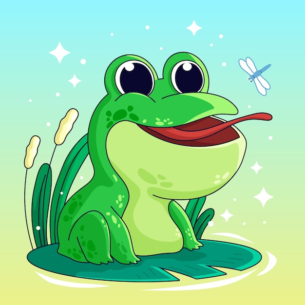 Free vector hand drawn frog cartoon illustration