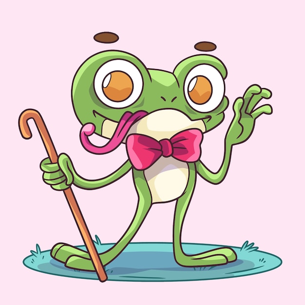 Free vector hand drawn frog cartoon illustration