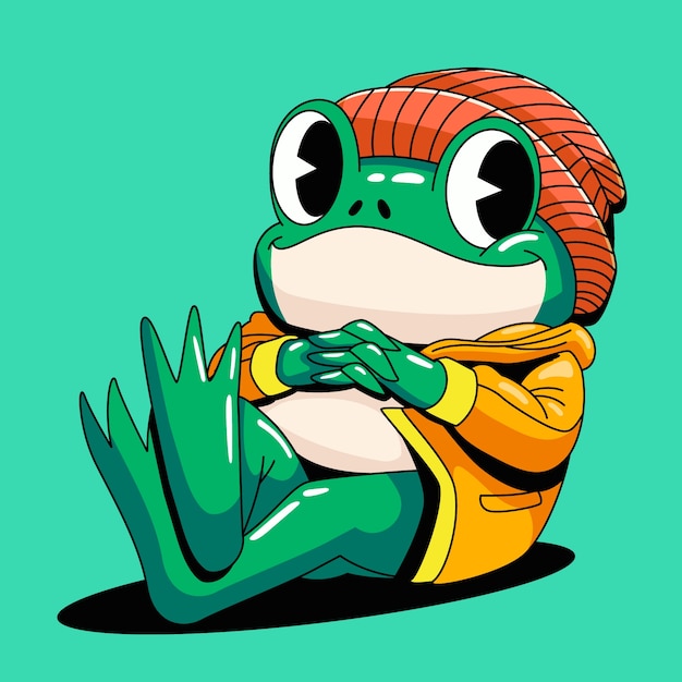 Free vector hand drawn frog cartoon illustration