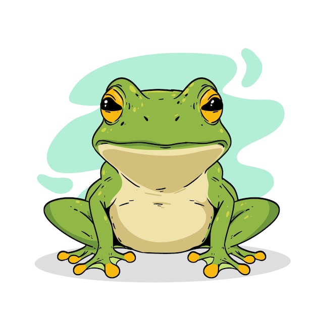 Hand drawn frog cartoon illustration