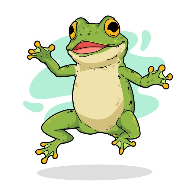 Hand drawn frog cartoon illustration