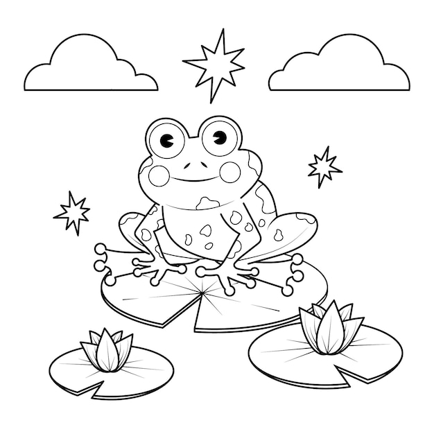 Hand drawn frog for coloring