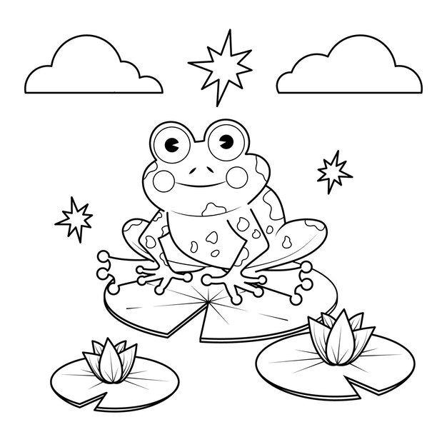 Hand drawn frog for coloring