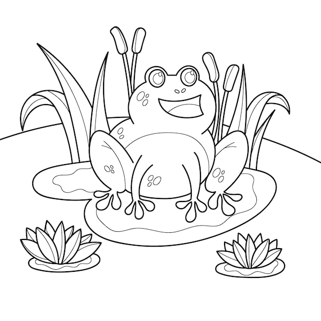 Free vector hand drawn frog for coloring