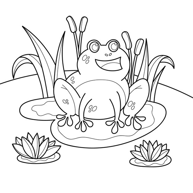 Hand drawn frog for coloring