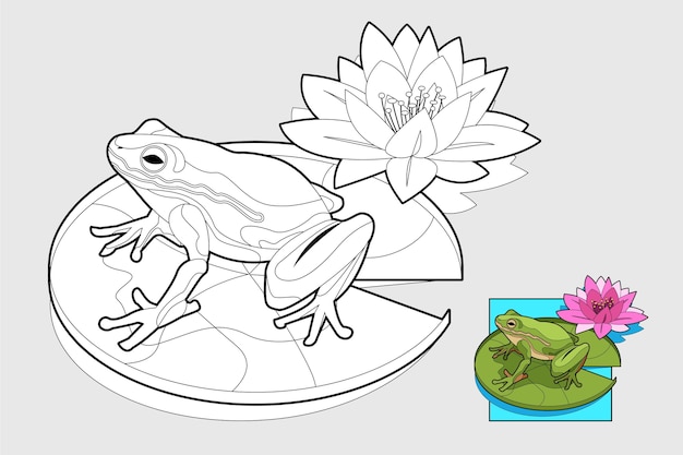 Hand drawn frog for coloring